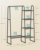 SEGENN Milan Kledingrek met 5 Legplanken – Stalen Frame – Zwart – Opbergrek voor Kleding & Schoenen