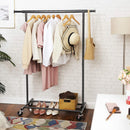 Segenn's heavy duty kledingrek - kledingrek op wielen - belastbaar tot 90 kg - met uittrekbare kledingroede - opklapbaar ondergedeelte - zwart