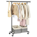 Segenn's heavy duty kledingrek - kledingrek op wielen - belastbaar tot 90 kg - met uittrekbare kledingroede - opklapbaar ondergedeelte - zwart