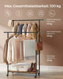 SEGENN Perugia Verplaatsbaar Kledingrek met Wielen – Vintage Bruin & Zwart – Industrieel Design