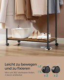 SEGENN Perugia Verplaatsbaar Kledingrek met Wielen – Vintage Bruin & Zwart – Industrieel Design