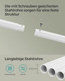 SEGENN Brescia Mobiel Kledingrek met Wielen – Eikenhout & Crèmewit – Stabiel en Stijlvoli-Verplaatsbaar en Functioneel