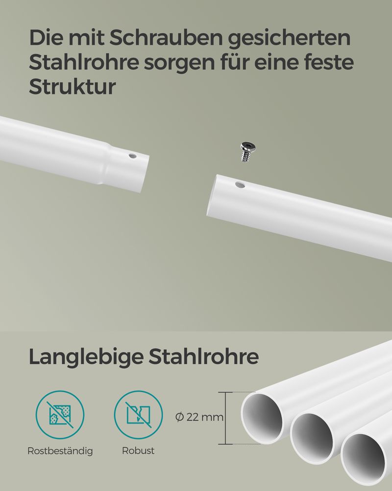 SEGENN Brescia Mobiel Kledingrek met Wielen – Eikenhout & Crèmewit – Stabiel en Stijlvoli-Verplaatsbaar en Functioneel