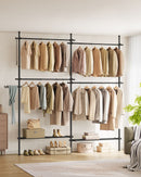 SEGENN Turin Groot Verstelbaar Kledingrek – Mat Zwart – 33,5 x (162–238) x (208–310) cm-Minimalistisch Design-Industrieel Zwart Metalen Kledingrek