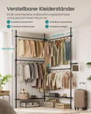 SEGENN Turin Groot Verstelbaar Kledingrek – Mat Zwart – 33,5 x (162–238) x (208–310) cm-Minimalistisch Design-Industrieel Zwart Metalen Kledingrek