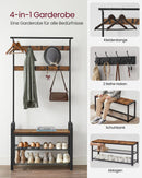 SEGENN Turin Kapstok met 3 Legplanken – Ruimtebesparend Design-Functionele Kapstok-Extra Opbergruimte