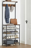 SEGENN Trieste Kapstok met 5 Opbergplanken-Functioneel en Stijlvol-Industriële Kapstok-Halmeubel met Kapstok en 5 Planken