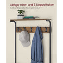 SEGENN Trieste Kapstok met 5 Opbergplanken-Functioneel en Stijlvol-Industriële Kapstok-Halmeubel met Kapstok en 5 Planken