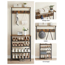 SEGENN Trieste Kapstok met 5 Opbergplanken-Functioneel en Stijlvol-Industriële Kapstok-Halmeubel met Kapstok en 5 Planken