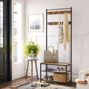 Segenn's Kapstok - Garderobe - schoenenrek - industrieel - 3 planken - 175 cm hoog - vintage bruin-zwart