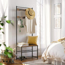 Segenn's Kapstok - Garderobe - schoenenrek - industrieel - 3 planken - 175 cm hoog - vintage bruin-zwart