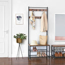 Segenn's Kapstok - Garderobe - schoenenrek - industrieel - 3 planken - 175 cm hoog - vintage bruin-zwart