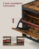 SEGENN Lecce Kapstok met Schoenenkast in Vintage Bruin-Zwart-Industriële Kapstok-Halmeubel met Kapstok en Schoenenkast – Vintage Look-Opbergruimte – Vintage Bruin en Zwart