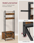 SEGENN Lecce Kapstok met Schoenenkast in Vintage Bruin-Zwart-Industriële Kapstok-Halmeubel met Kapstok en Schoenenkast – Vintage Look-Opbergruimte – Vintage Bruin en Zwart