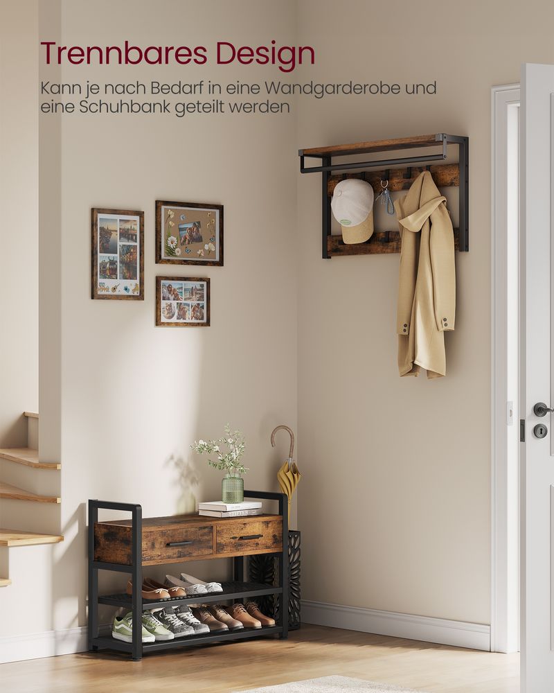 SEGENN Parma Kapstok met Schoenenbank en 10 Haken – Halmeubel voor Jas en Schoenen-Praktisch & Stijlvol-Voor de Hal of Gang