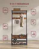 SEGENN Bologna Halmeubel – Kapstok met Bank en 10 Kapstokhaken-Kapstok met Zitbank, Schoenenrek en 10 Haken