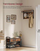SEGENN Bologna Halmeubel – Kapstok met Bank en 10 Kapstokhaken-Kapstok met Zitbank, Schoenenrek en 10 Haken