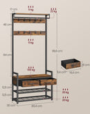 SEGENN Bologna Halmeubel – Kapstok met Bank en 10 Kapstokhaken-Kapstok met Zitbank, Schoenenrek en 10 Haken