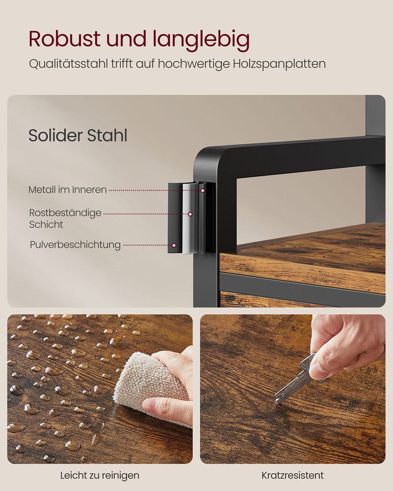 SEGENN Bologna Halmeubel – Kapstok met Bank en 10 Kapstokhaken-Kapstok met Zitbank, Schoenenrek en 10 Haken