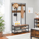 SEGENN Parma Kapstok en Schoenenbank in Industriële Stijl – Metaal & Hout-Halmeubel Industrieel – Kapstok met Zitbank en Schoenenrek