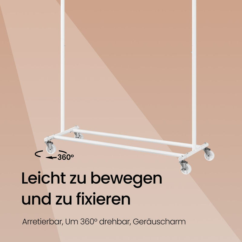 SEGENN Forli Zwaar Kledingrek op Wielen – Verlengbaar en Stevig – Voor Jassen, Kleding en Meer-Professioneel Kledingrek op Wielen