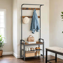 SEGENN Trento Multifunctioneel Garderoberek – Kapstok met Kledingrek, Schoenenplanken en Zitbank-Ideaal voor Hal, Gang of Entree