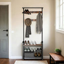 SEGENN Trento Multifunctioneel Garderoberek – Kapstok met Kledingrek, Schoenenplanken en Zitbank-Ideaal voor Hal, Gang of Entree