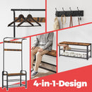 SEGENN Trento Multifunctioneel Garderoberek – Kapstok met Kledingrek, Schoenenplanken en Zitbank-Ideaal voor Hal, Gang of Entree