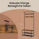 SEGENN Salerno Kapstok met Schoenenbankje – Kledingrek met Haken, Legplanken en Zitbank – Voor Hal of Entree-3-in-1 Kapstok – Met Kledingrek,