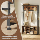 SEGENN Modena Kledingrek met Schoenenrek in Vintage Bruin en Inktzwart-Industriëel Kleding- en Schoenenrek – Bruin/Zwart