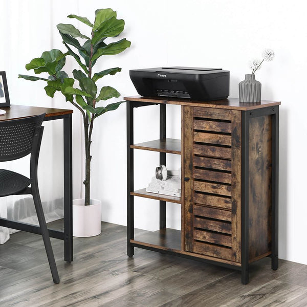 SEGENN Florence ndustrieel Houten Dressoir met Lameldeur – Robuust en Stijlvol-Opbergkast Industrieel
