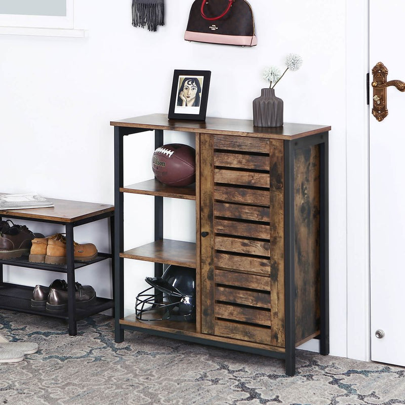 SEGENN Florence ndustrieel Houten Dressoir met Lameldeur – Robuust en Stijlvol-Opbergkast Industrieel