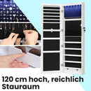 Segenn's Sieradenkast Wandmontage met Spiegeldeur en LED-verlichting – Voor Kettingen & Oorbellen