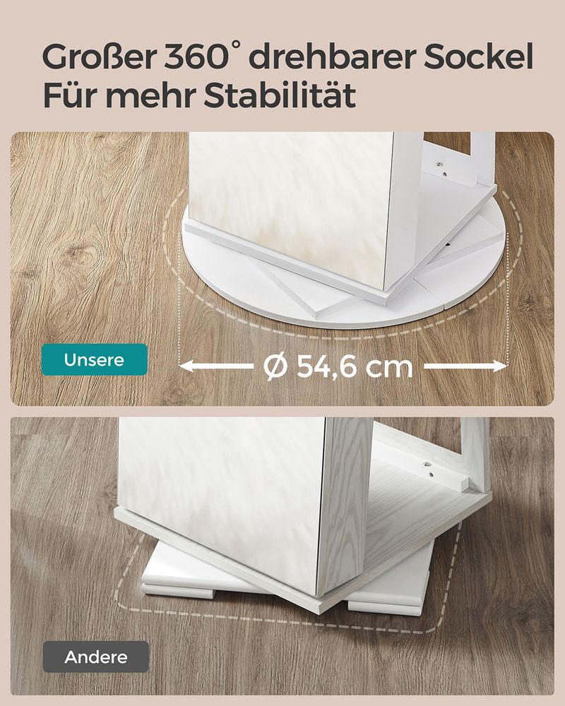 Segenn's Modena Luxe Sieradenkast met Full-Body Spiegel-Multifunctionele Sieradenkast met Spiegel en Verlichting