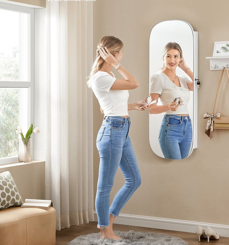 Segenn's Venice Moderne Wandkast met Spiegel – Witte Afwerking en Ruime Opbergruimte