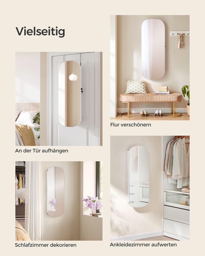 Segenn's Venice Moderne Wandkast met Spiegel – Witte Afwerking en Ruime Opbergruimte