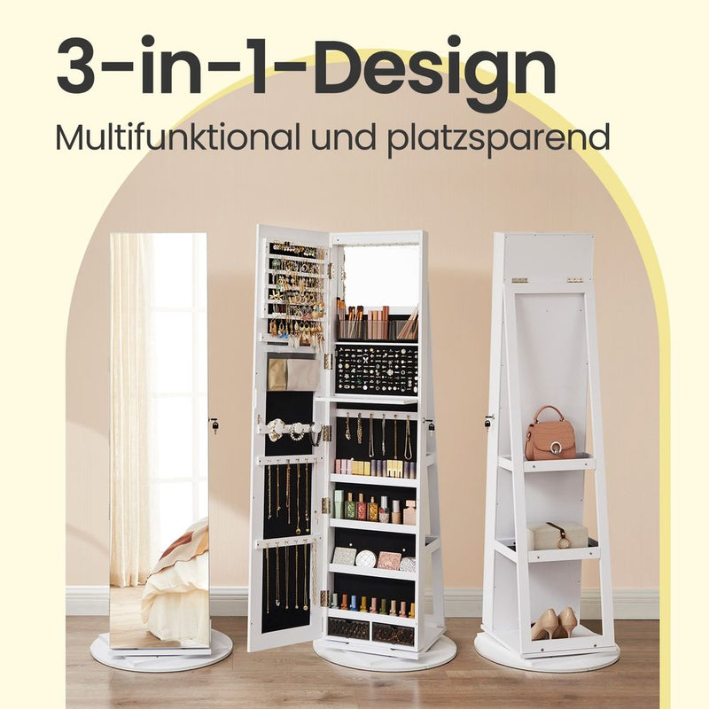 Segenn's Rimini Sieradenkast met Frameloze Volledige Spiegel – Luxe Opbergkast