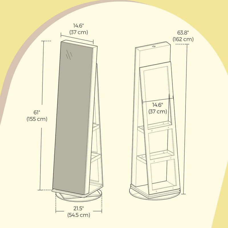 Segenn's Rimini Sieradenkast met Frameloze Volledige Spiegel – Luxe Opbergkast
