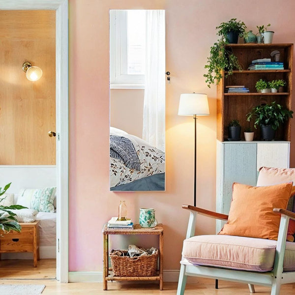 Segenn's Pisa Ruimtebesparende Hangende Juwelenkast met Spiegel en LED-licht – Wandkast