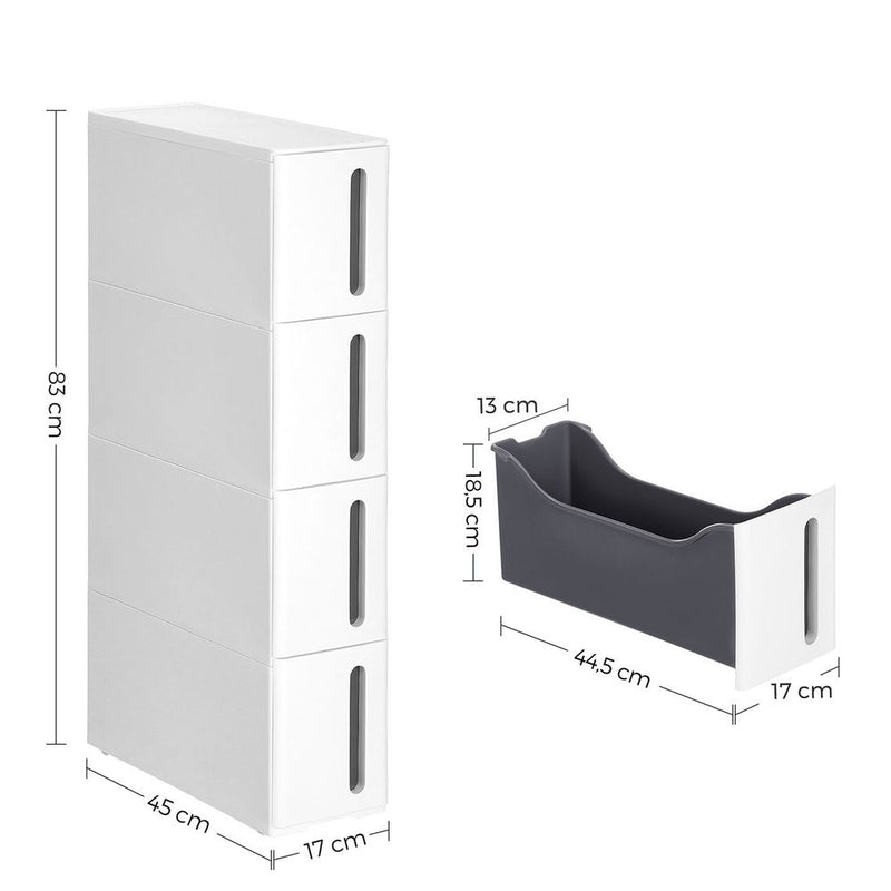Segenn's Lecce Nisrek op wielen in wit-grijs – praktische mobiele opbergplank voor badkamer, keuken of kantoor, compact en stijlvol design