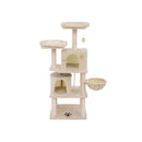 Segenn's Krabpaal 2 grotten 152 cm - Stabiele krabpaal met sisal krabstaven - Pluche zitkuilen - een mand en 2 huisjes - klimboom voor katten - Beige