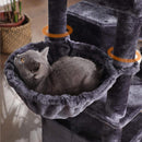 Segenn's Grote krabpaal met 3 kattengaten - kattenboom - kattenbak - 7 ligplaatsen - krabpaal 164 cm - Rookgrijs