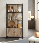 Segenn's Trento Hoge Boekenkast 4 Planken – Open Kast in Eiken Bruin-Zwart voor Woonkamer of Kantoor