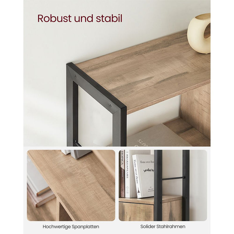 Segenn's Trento Hoge Boekenkast 4 Planken – Open Kast in Eiken Bruin-Zwart voor Woonkamer of Kantoor