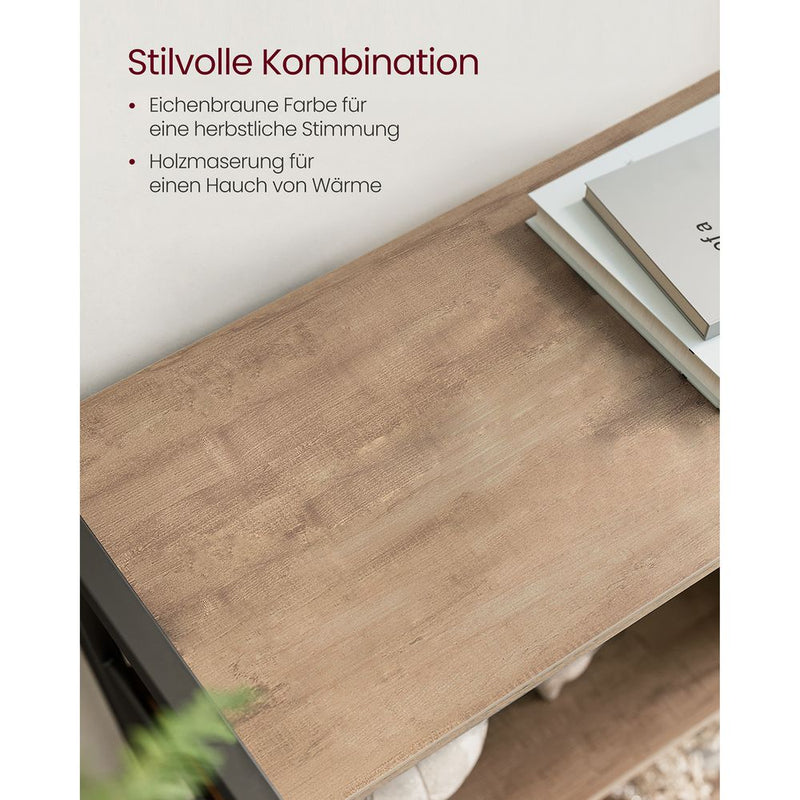 Segenn's Trento Hoge Boekenkast 4 Planken – Open Kast in Eiken Bruin-Zwart voor Woonkamer of Kantoor