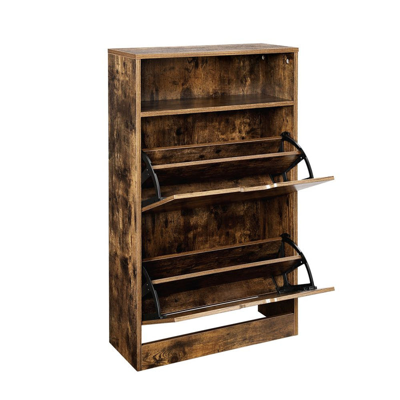 Segenn's Modena Schoenenkast met 2 Kleppen – Vintage Bruin – Smalle Schoenenkast met Klapdeuren
