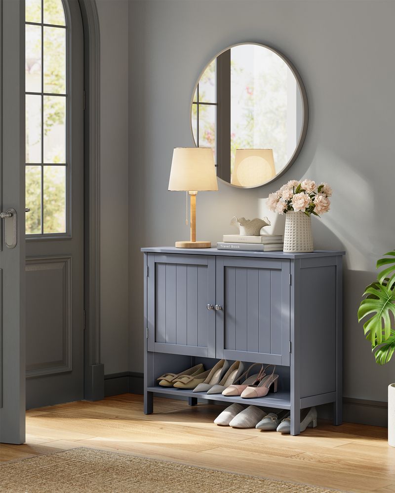 Segenn's Siena Schoenenkast Landelijke Stijl – Leigrijs – 35 x 80 x 70 cm – Compact Opbergrek voor Schoenen