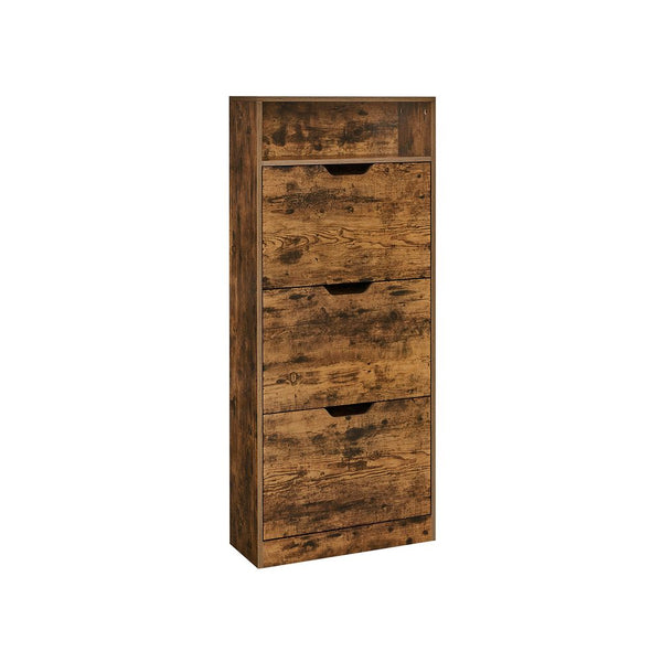 SEGENN Prato Schoenenkast met Open Vakken en Verstelbare Planken – Vintage Look – Praktische Opbergkast voor Schoenen