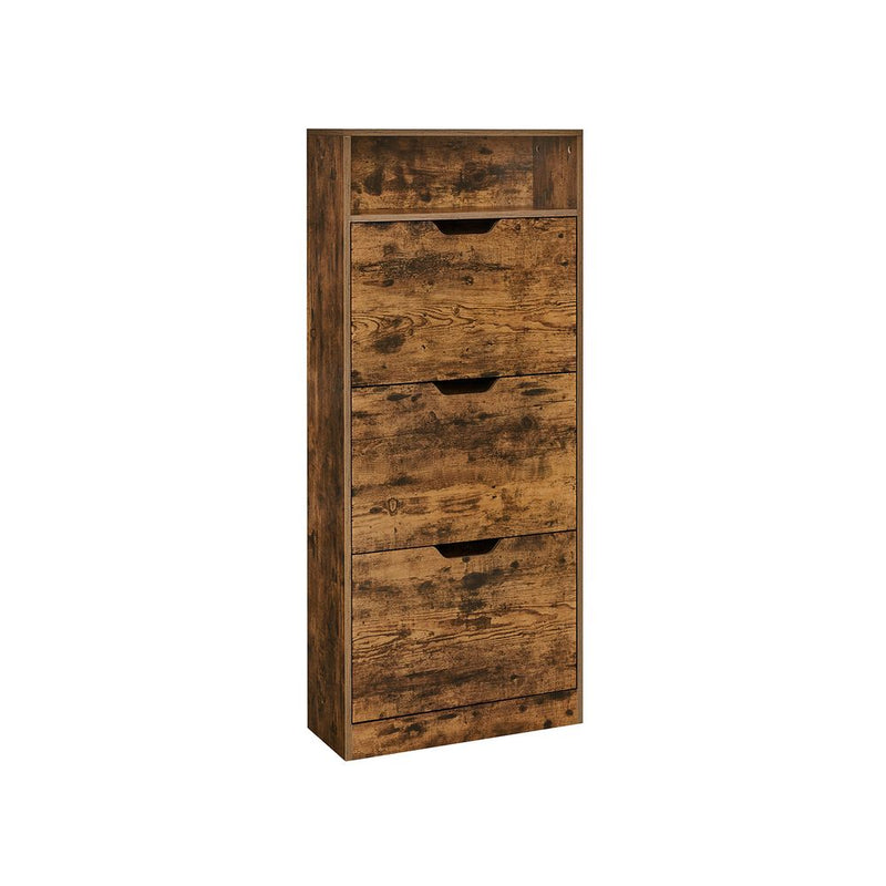SEGENN Prato Schoenenkast met Open Vakken en Verstelbare Planken – Vintage Look – Praktische Opbergkast voor Schoenen