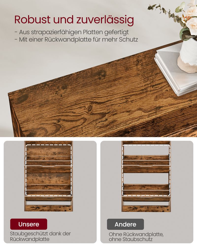 Segenn's Trieste Schoenenkast met 2 Deuren en Open Vak – Vintage Bruin – Praktische Opbergkast